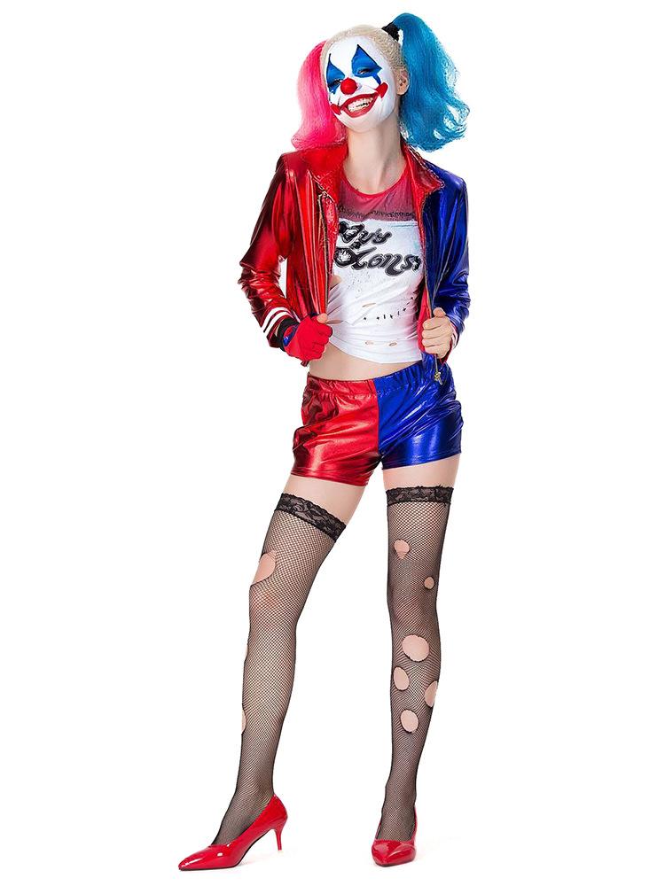 Halloween Suicide Squad Harley Quinn Jester Costume Cosplay Outfit for Women