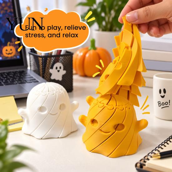 3D Printed Articulated Toys Ghost Fidget Toy, Flexible Slippery Sensory Toy for Kids Adults, Novelty Gift Friends Stress Relief Figurine Halloween