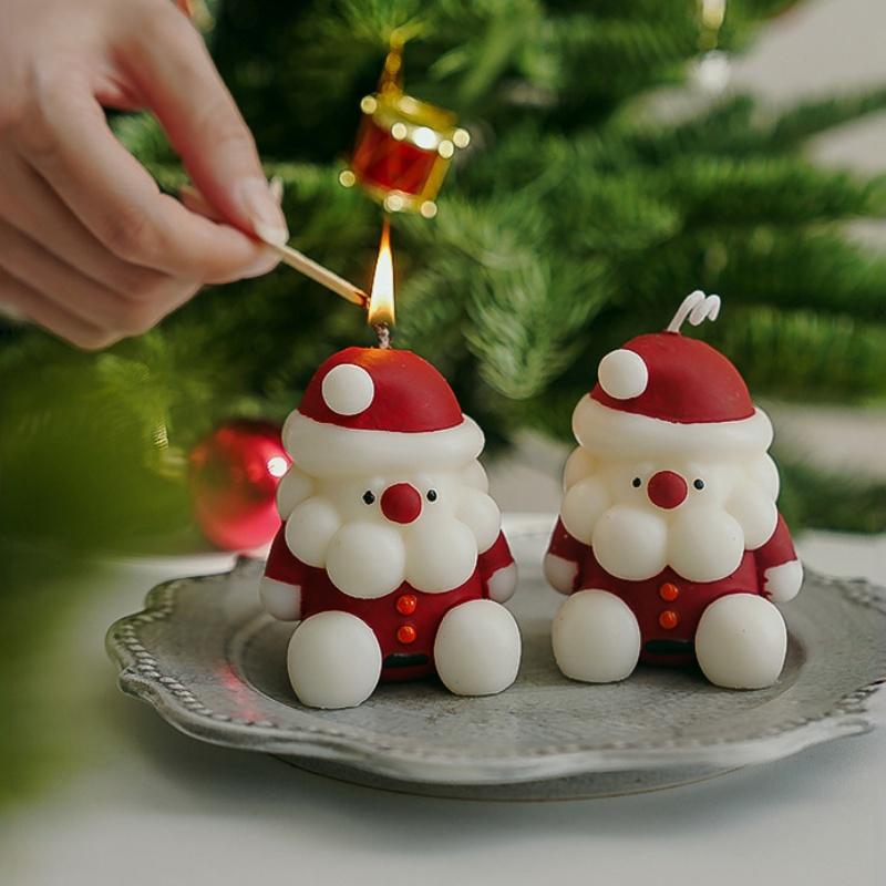 Christmas Tree Scented Candles, Ambiance Gift Favors, Handmade Scented Candles, Realistic Santa Claus Candles