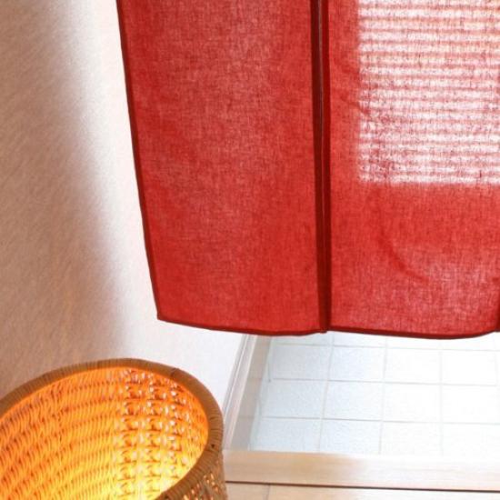 Sunny Day Fabric Width 85cm x Length Cotton Linen Japanese Style Curtain, Red, Approx. 170cm, Plain,
