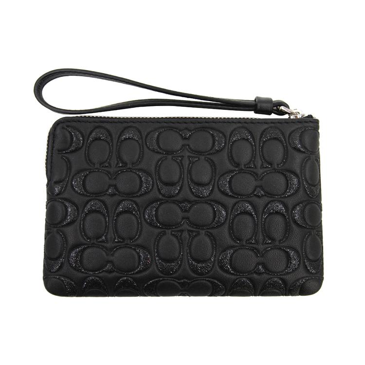 New COACH Boxed Leather Coin Purse Mahjong Clutch Small Size Women's Black 80214-SVBK