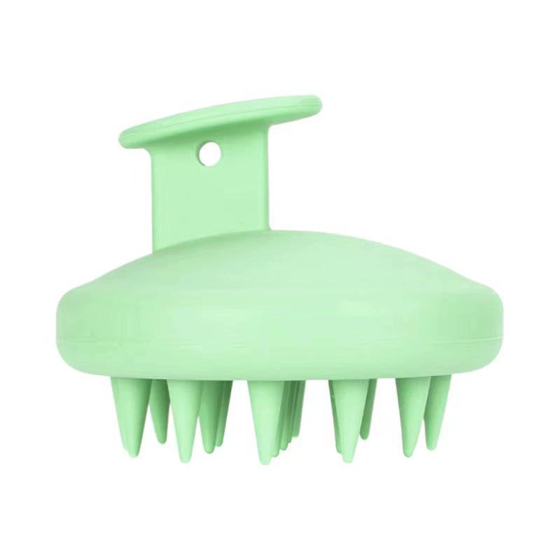 

Silicone Scalp Massage Brush Hair Washing & Head Massager Wet/Dry Use Round Shampoo Brush for Hair Care Tool светло-зеленый