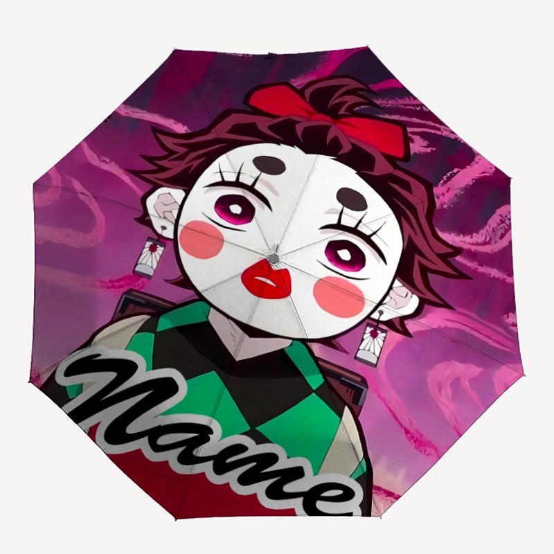 Personalized Name Demon Slayer Print Umbrella - Automatic Open/Close, Eight-Rib Durable Frame, Automatic Folding Umbrella