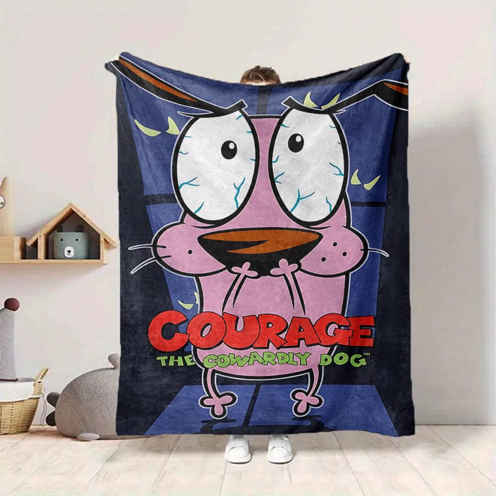 1pc Courage the Cowardly Dog Flannel Throw Blanket - Lightweight Soft Warm All-Season Blanket for Sofa, Bed, Travel, Camping L1029052