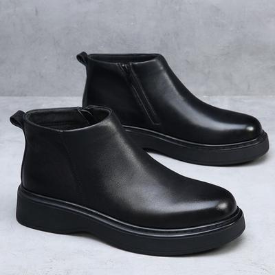 Cotton Shoes Men's Winter Cold Proof Wool Warm Thickened Leather Short Boots Man Versatile Fur Integrated Casual Cotton Boots
