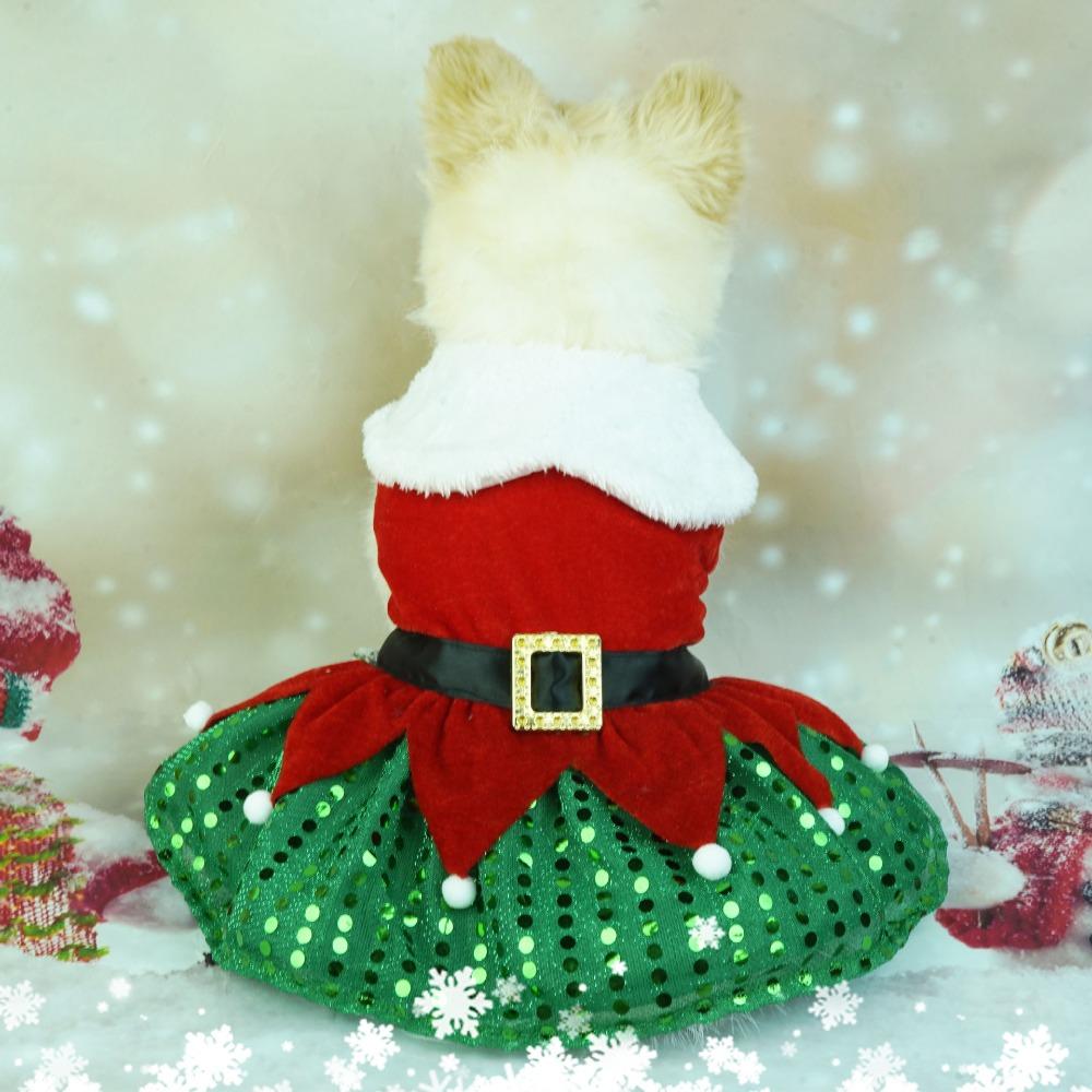 Soft Dog Winter Clothes Breathable Cats Christmas Dress Pet Outfit Santa Claus Dog Skirt  Xmas
