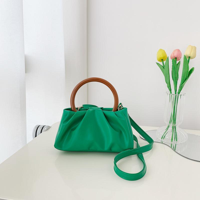 Wolkenplissierte Kunstleder-Schultertasche für Damen im Vintage-Stil, Crossbody, quadratische Geldbörse