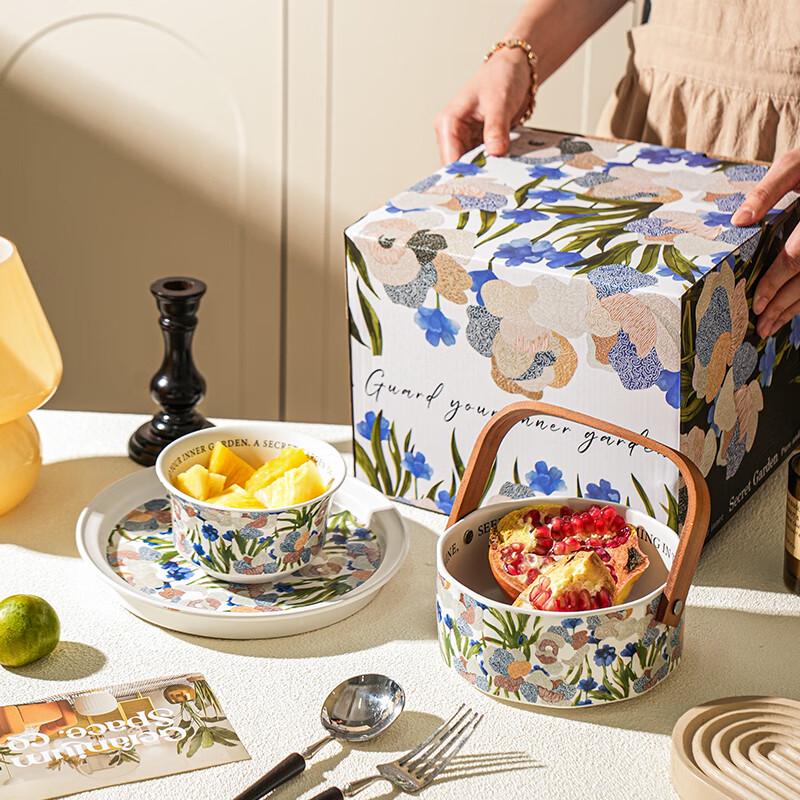 French Style Ceramic Dinnerware Gift Set Black & White Mixed Color 8-Piece Set