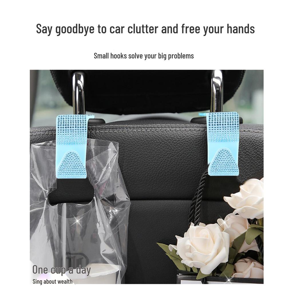 Hidden Car Headrest Hook with Diamond Decoration - Multifunctional Seat Back Organizer