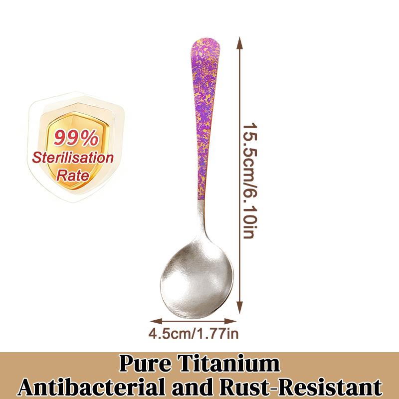 Pure Titanium Soup Spoon Portable Camping Tableware Convenient Environmental Cutlery Household Kitchen Titanium Coffee Tea Spoon