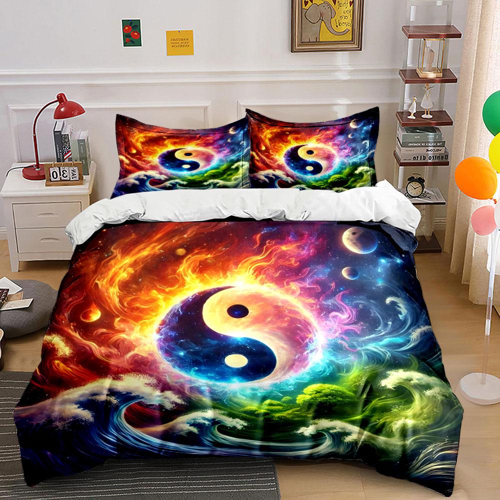 Yin Yang Elements Decor Set Soft Comfortable Duvet Cover Bedding Set Included 1*Duvet Cover & 2*Pillowcases, Gift