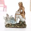 Resin Mermaid Figure Rhinestone Sea Maiden Girl Miniature Fairy Tale Character Ornament Room Decor Handcraft Gift for Girlfriend