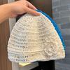 Spring Flower Baotou Hat Spice Girl Hollow Breathable Cool Handmade Knitted Sleeve Cold Hat Sequined Wool Hat