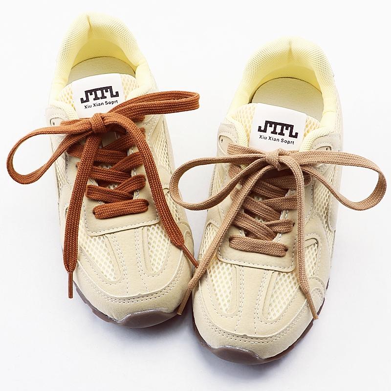2Pair Flat Cotton Shoelaces Wide Sneaker Replacement Shoe Laces Classic Colored Shoelaces 80/100/120/140/160cm Unisex Shoestring