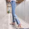 Denim Pants for Teenage Girls Jeans Spring Autumn Fashion Casual Loose Blue Bow Kids Leg Pearl Wide Pants Children Trousers