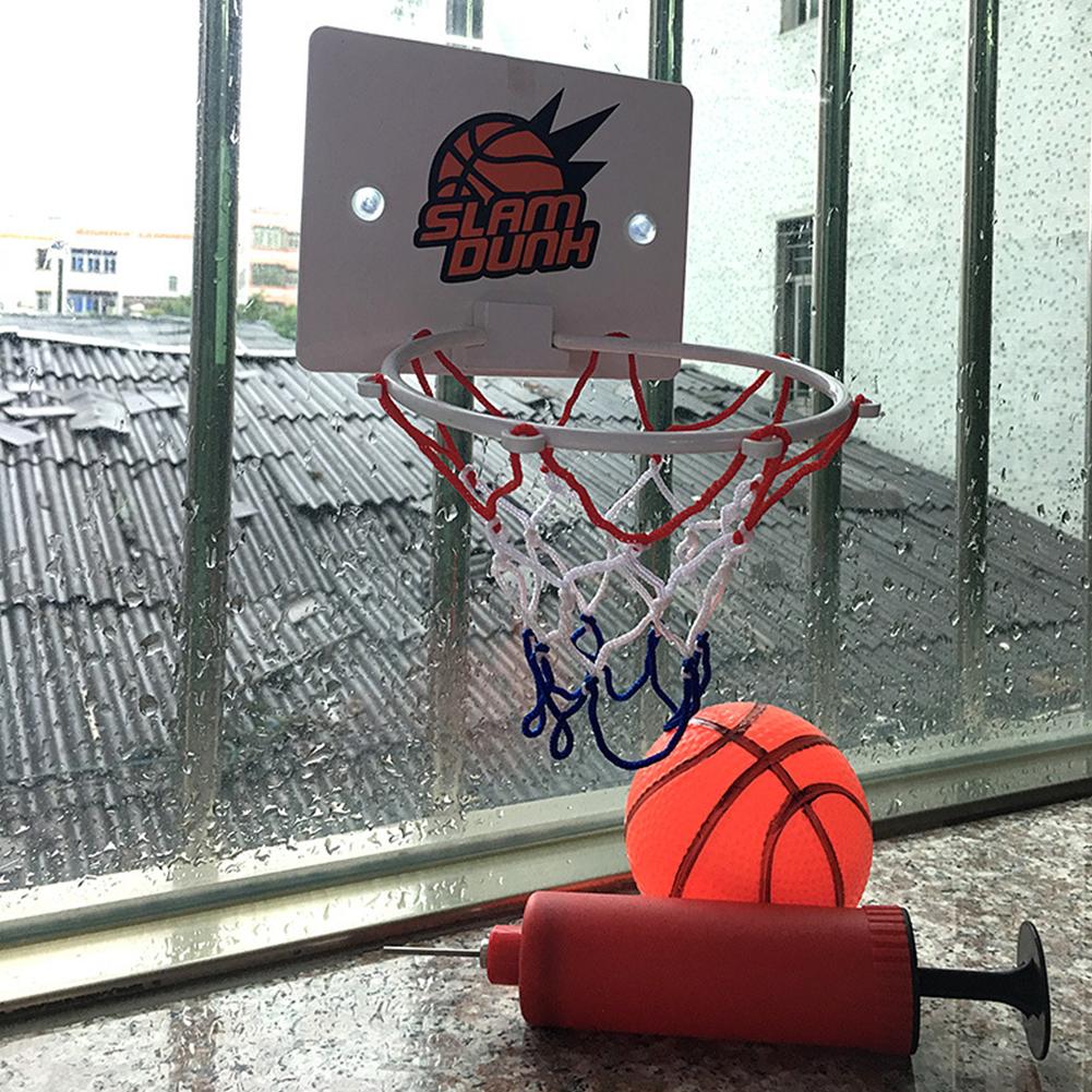 Mini Basketball Hoop Set Basketball Hoop with 1 Ball and 1 Inflatable Pump Kid Indoor Sports Basketball Backboard Funny Game Toy