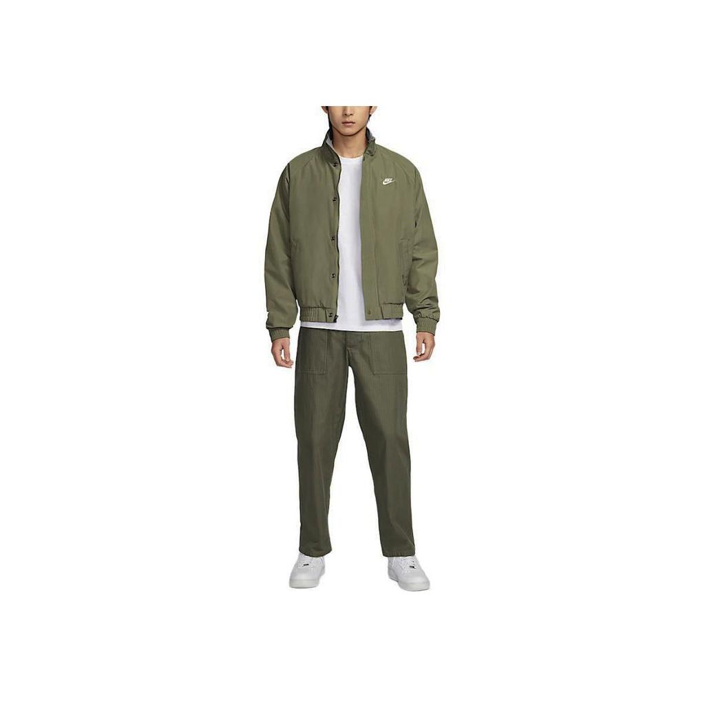 New Nike Club Jacket Men's Medium Olive Green/White FZ0657-222