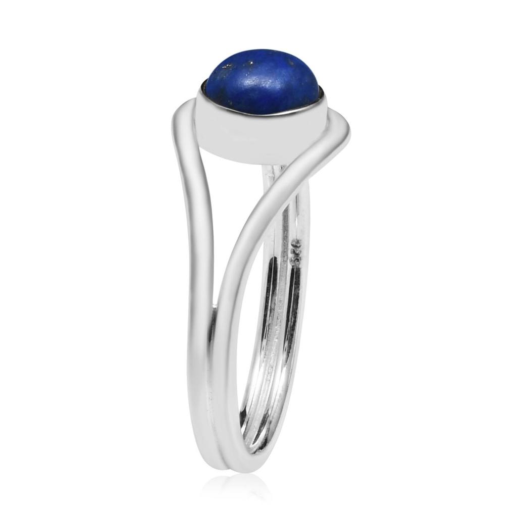 Natural Lapis Lazuli Gemstone Ring, 925 Sterling Silver, Statement Ring, Round Gemstone, Handmade Ring Jewelry, Gift for Easter, Ring Size - 5