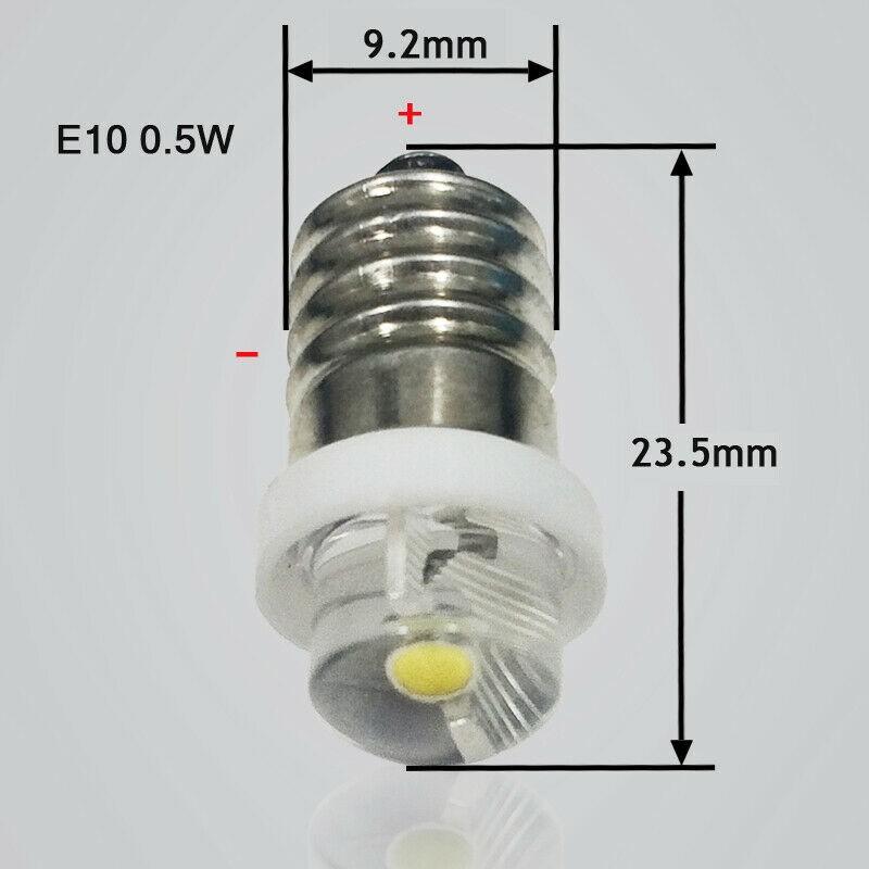 3/4.5/6V 0.5W Torch Bulb 6000K White Led E10 Socket Replacement Bulb For Torch