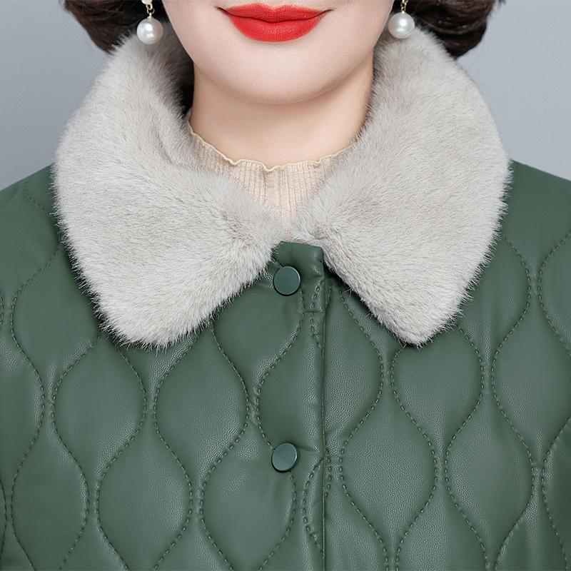 Imitation Leather Padded Jacket, Western Style Plus Velvet Thickened Cold-proof Padded Jacket