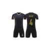 Customized Black Football Jerseys with Gold Color For Men Children Wear, Polyester Breathable Boys Girls Soccer Shirt