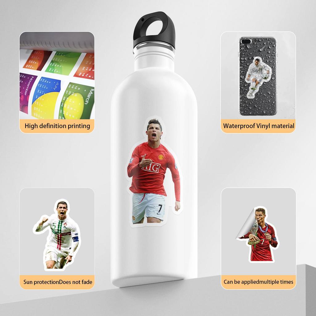 Cristiano Ronaldo Waterproof Graffiti Stickers for Water Bottles & Phones - Creative Football Design, Pack of 50
