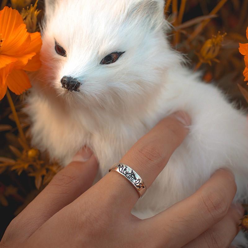 Adjustable Plated Fox Ring Couples Vintage Animal Motif Boho Jewelry Unisex