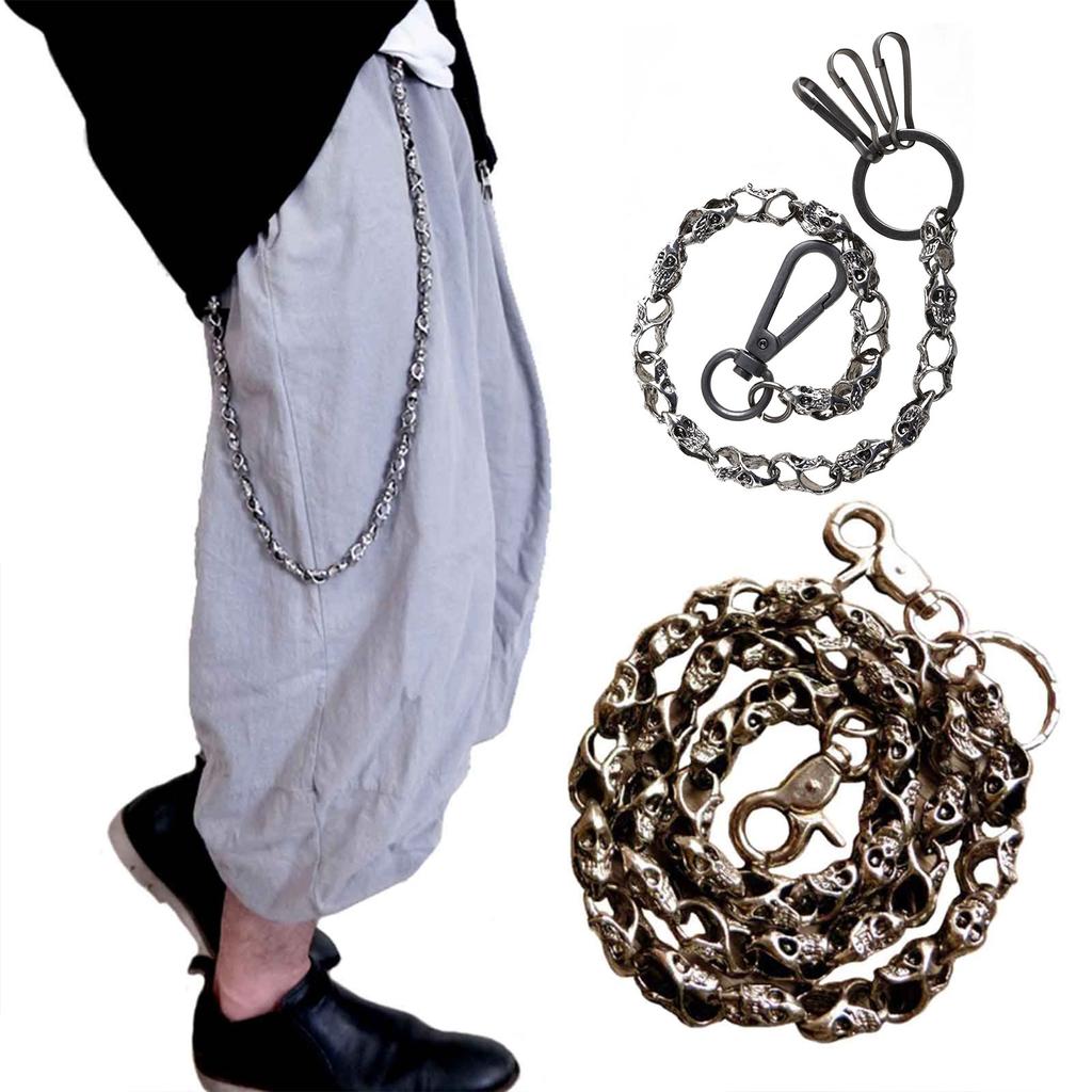 Heavy Strong Biker Wallet Chain Punk Skull-Head Chain Metal Keychain Clasp Chain