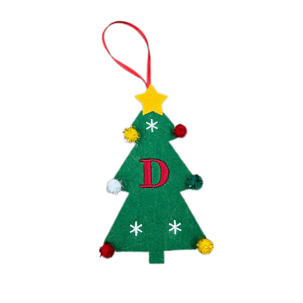 Christmas Tree Pendant Ornament with Lanyard 26 Letter Design Felt Fabric Holiday Xmas Tree Hanging Decoration