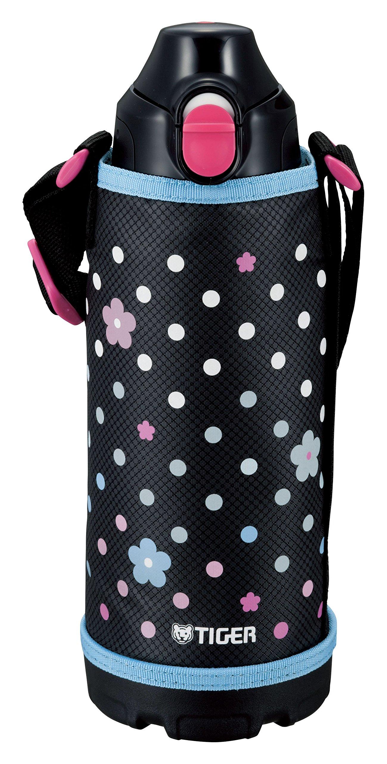 

Tiger 800ml Water Bottle with Cup, 2-Way Stainless Steel Bottle, Sahara Blue Flower Design, MBO-E080-A, with Pouch