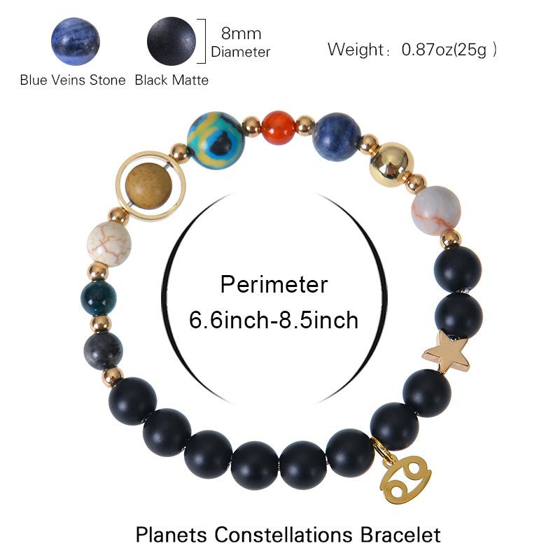 Eight major planets and twelve zodiac signs bracelet, frosted stone, bead bracelet, planets, Christmas gift, Stocking stuffers