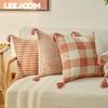 Linen Tassels Cushion Cover Orange Pillowcase For Living room Bed Chair Sofa Decorative Pillow Covers Home Decor 45X45 30X50 1PC