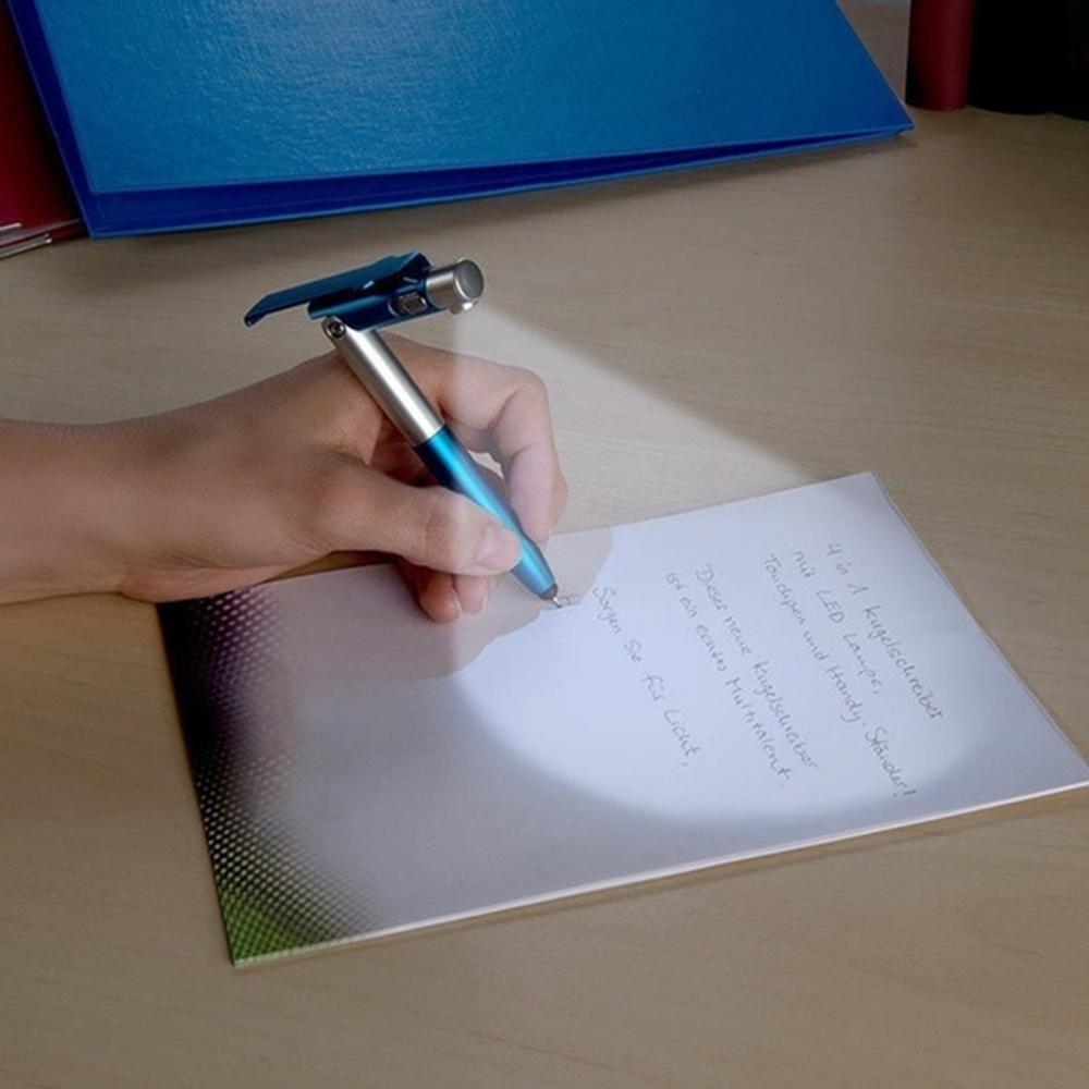 4 in 1 All in one  Ballpoint Pen Foldable LED Light Mobile Phone Rack Touch Ballpoint Pen Office School Supplies