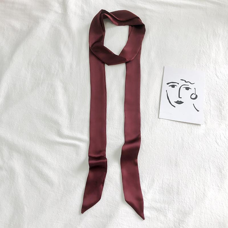 5x200cm Long Skinny Hair Scarf For Women Silky Satin Headband Cute Neckerchief Solid Colors Fashion Bag Scarves For Ladies