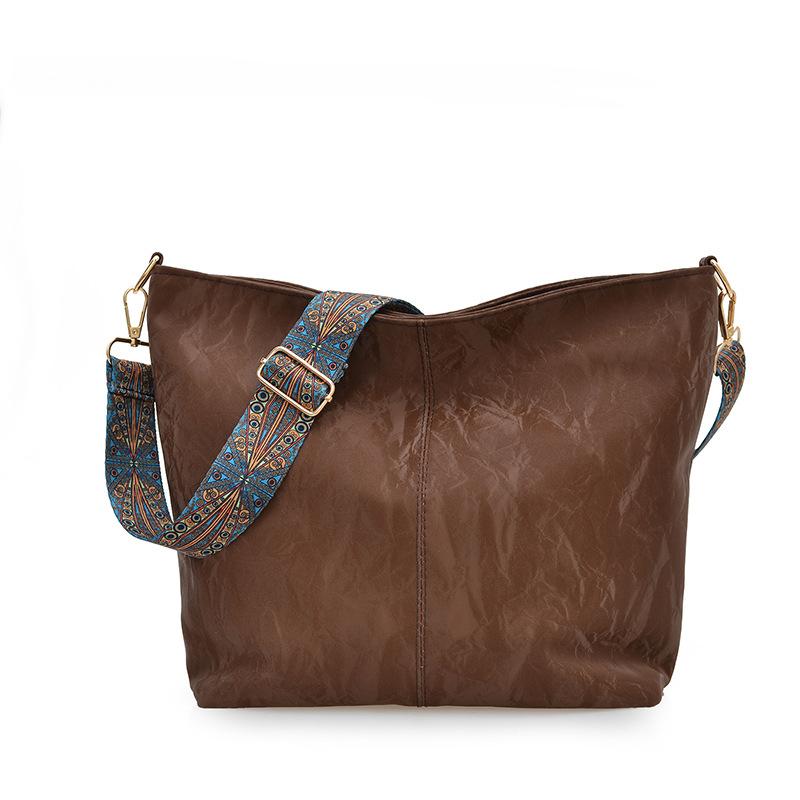 

Новая модная сумка-тоут с широким плечевым ремнем в ретро-стиле, сумка через плечо, текстура тай-дай, темный узор, сумка через плечо one size fits all коричневый