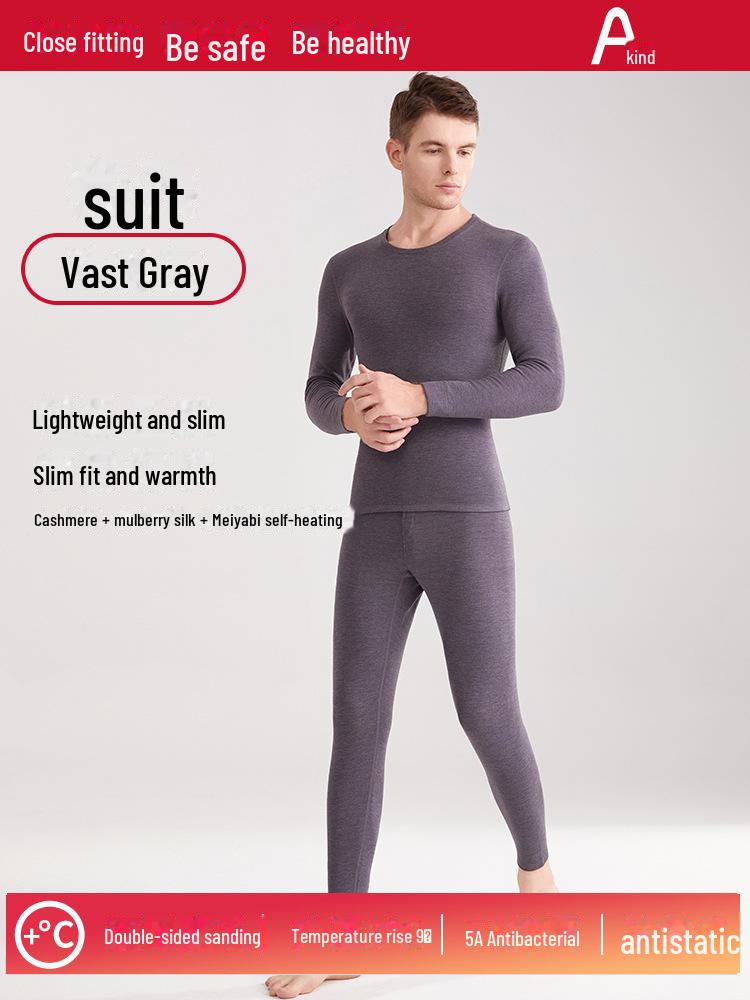 Deutsche Samtkragen Thermounterwäsche: Herren- und Damen-Seide Kaschmir Plus Samt Verdickter Herbstanzug