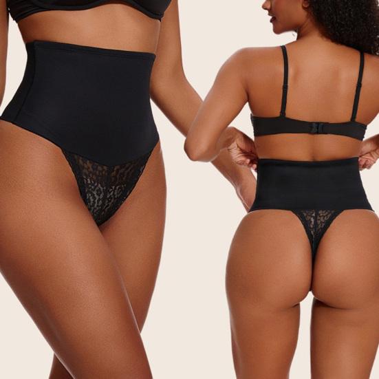 Tummy Control Thong Shapewear for Women High Waisted Stretch Body Shaper Underwear Sexy T Back Lace Thong Girdle Panties