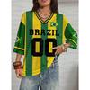 T-shirt Casual Estiva da Donna Y2K con Stampa Grafica Brasileiana Taglie Forti Manica Corta Top Streetwear Maglie a Rete con Buchi