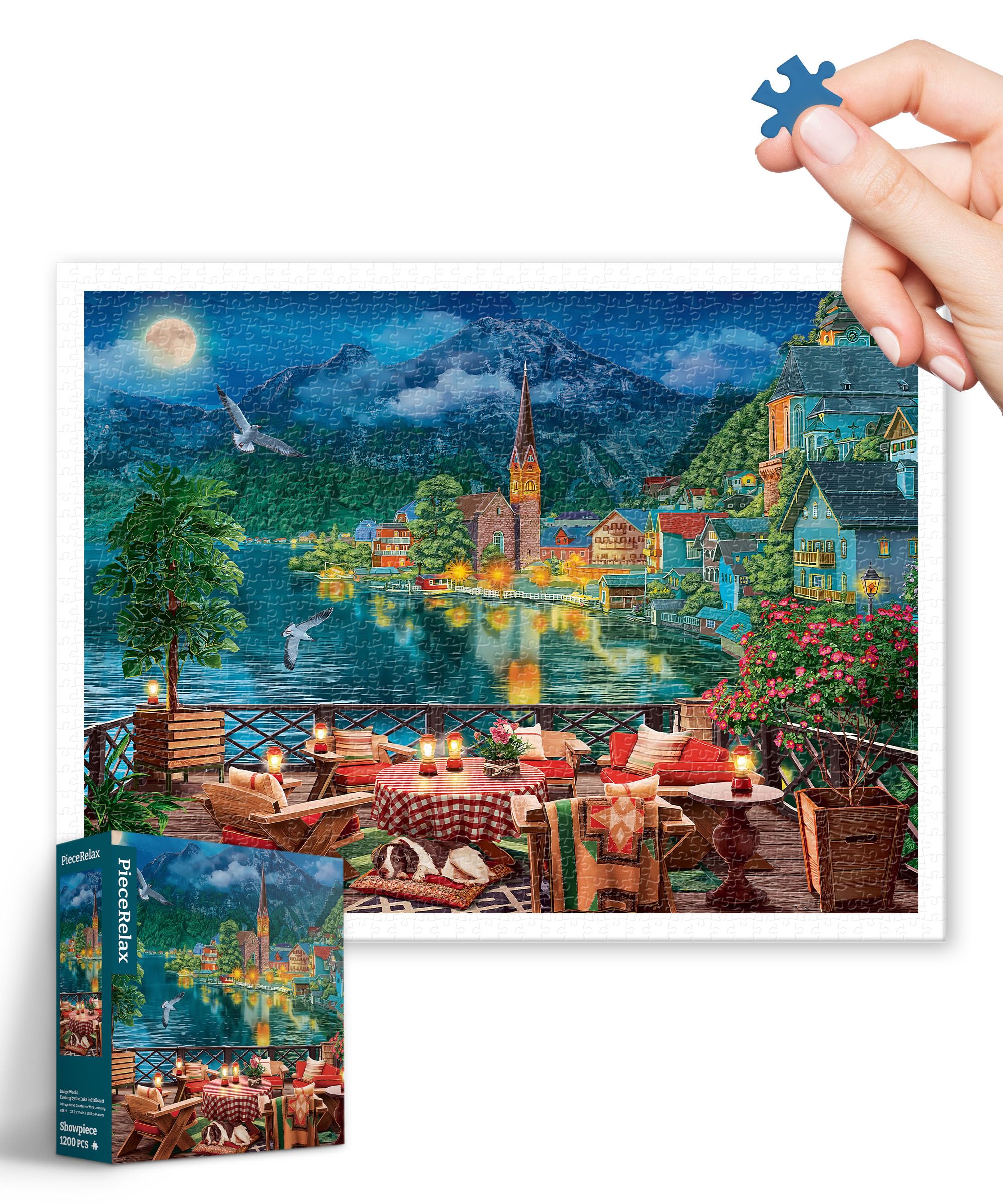 PieceRelax Plastic Jigsaw Puzzle Lakeside at No Broken Design 1200-Piece  Image World Hallstatt  (45x59cm) - Adult-Friendly, Difficult, Pieces,