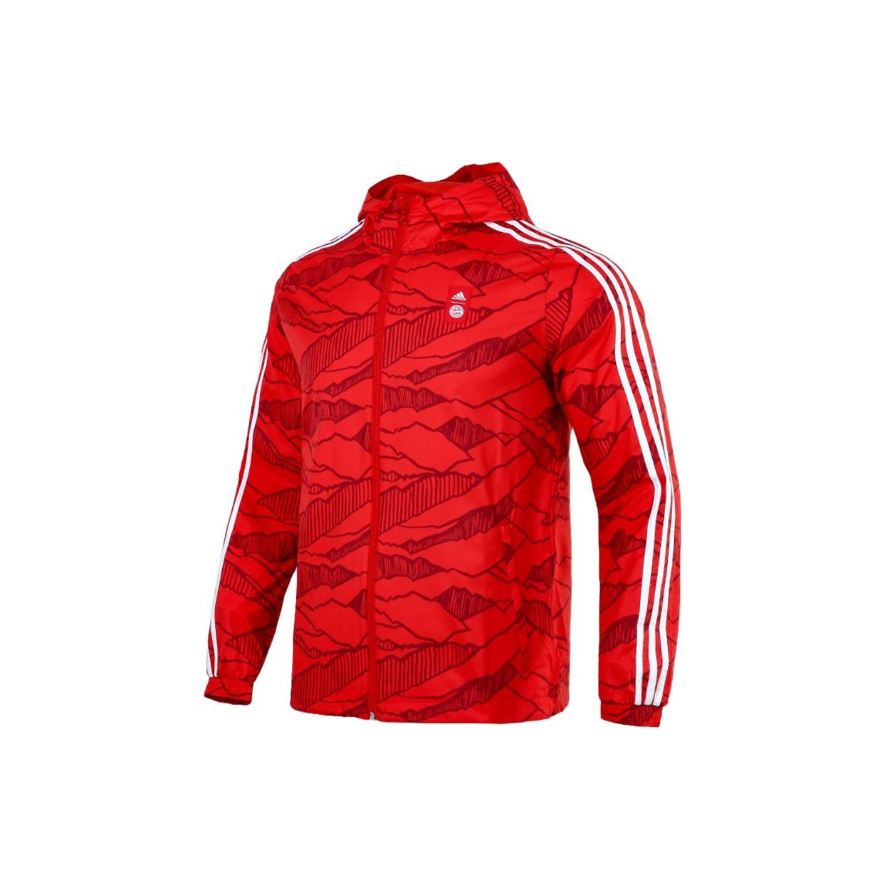 Men s adidas Soccer/Football Training Windproof Quick Dry Casual Woven Hooded Jacket Red GR0683 S