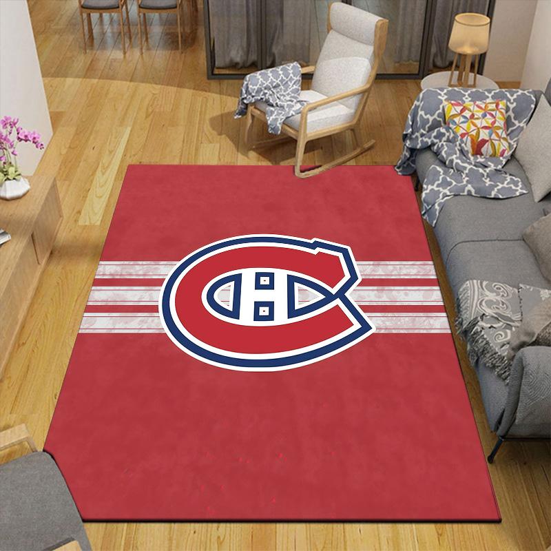 Montreal Canadiens3 Flannel Pattern Square Carpet,Area Rug,Carpet Rug for Living Room Bedroom Sofa Playroom Decor,Non-slip Floor Mat