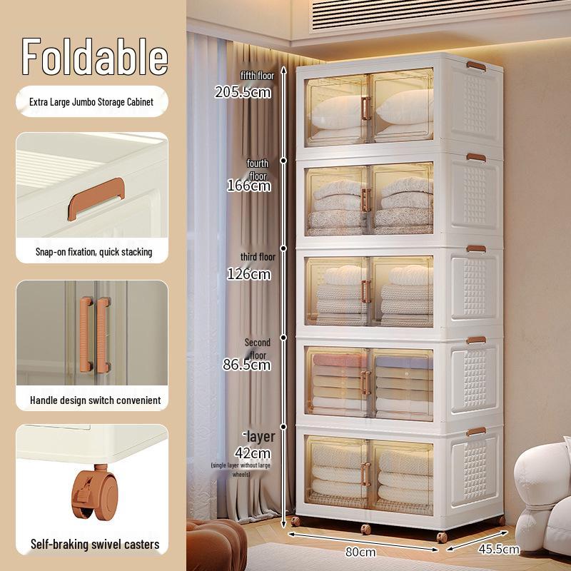 Foldable Baby Wardrobe & Snack Organizer for Living Room - No Installation Required