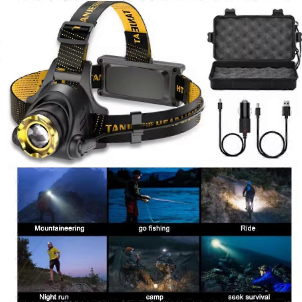 LED Camping Search Light USB DC Rechargeable Zoomable Head Flashlight Powerful Headlamp for Camping Hiking Fishing