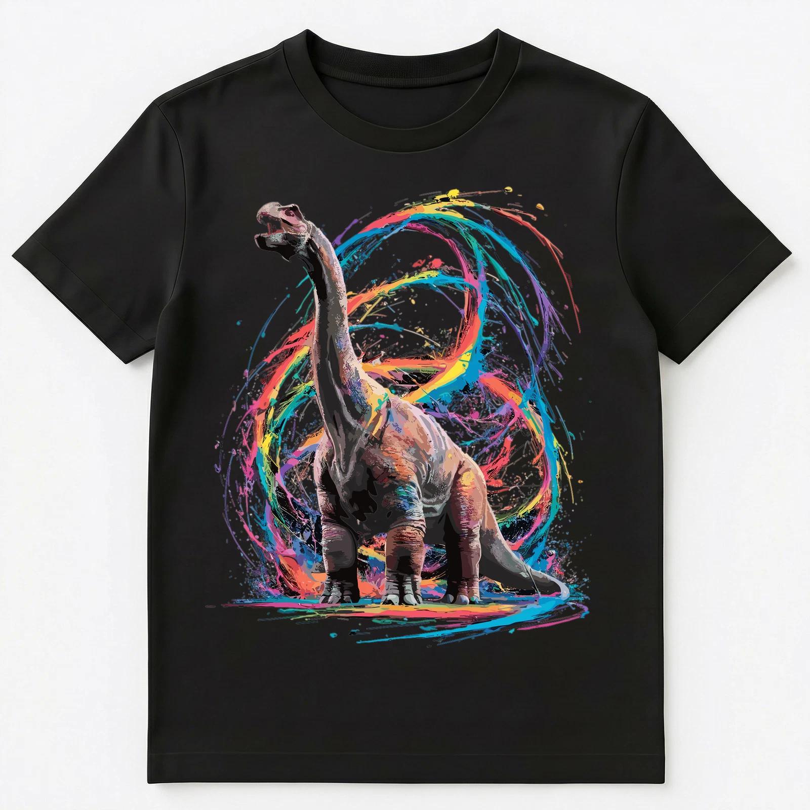

Colorful Paint Splash Brachiosaurus Art Graphic Unisex T-Shirt S