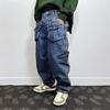 Mens High-Waisted Wide-Leg Straight Fit Denim Jeans - Relaxed Slightly Stretchy Washed Cotton Retro Style
