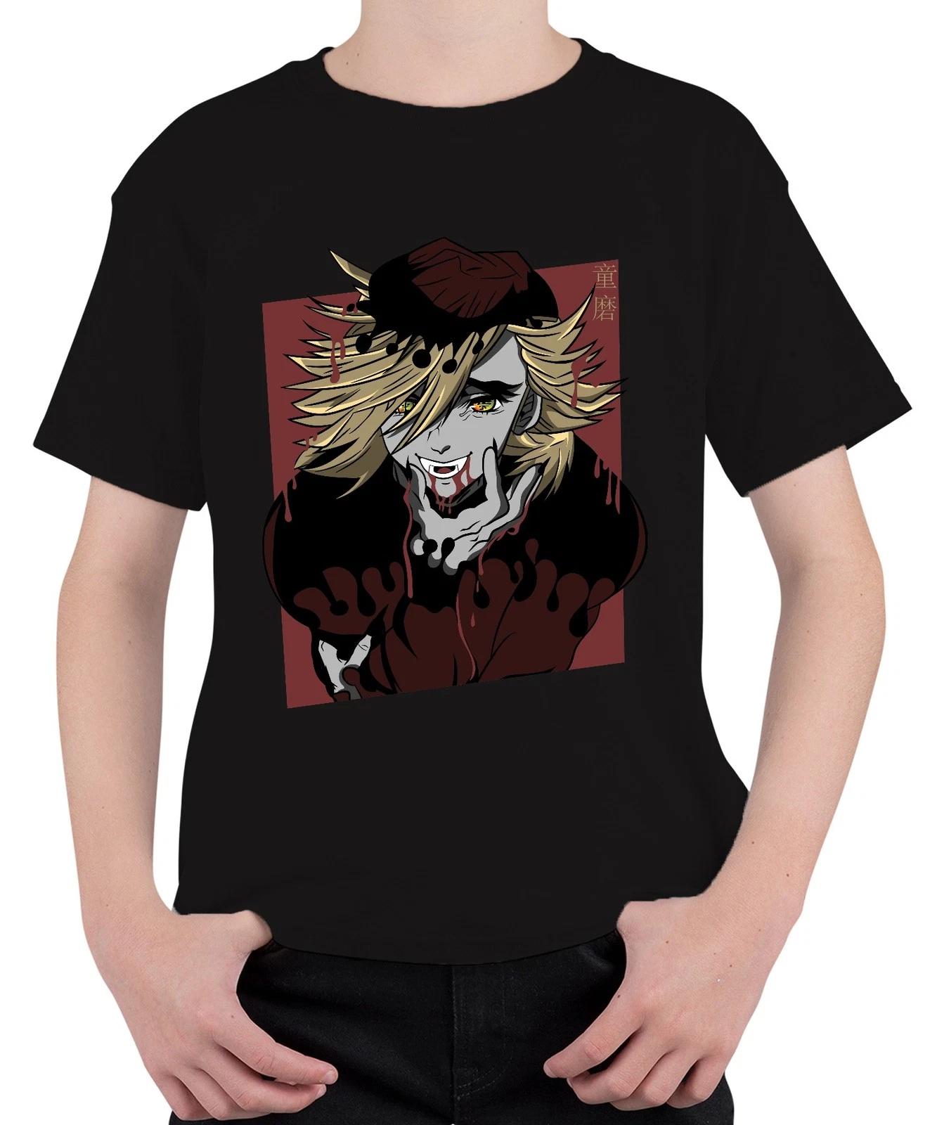 Vampir Anime Blond blut tropfend Fänge gelbe Augen Halloween Unisex Kinder T-Shi XXL