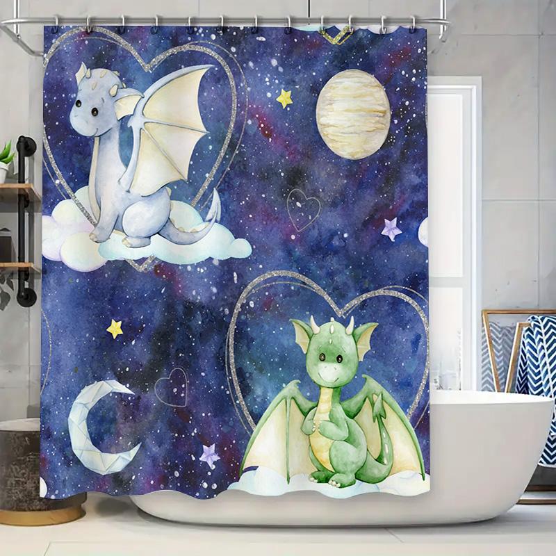 

Starry Sky Dragon Shower Curtain Kids Bathroom Decor Blue Galaxy Print Waterproof Fabric Perfect Gift Idea for Children s Room D 90x180cm