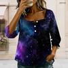 Womens Plus Size Square Neck Long Sleeve Front Button Elegant Loose Versatile Casual Ladies Blouse