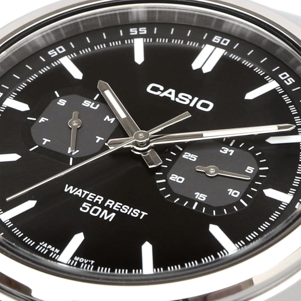 Casio Standard Quartz Men's Watch MTP-E335D-1EV Multi-Calendar Silver Black Overseas Model