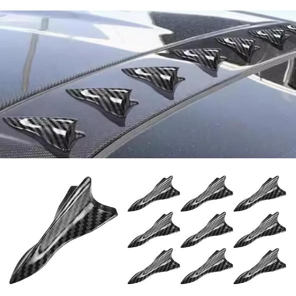 10PCS Self-Adhesive Car Diffuser Shark Fin Kit, Waterproof Air Vortex Generator, Compatible With Pointed Spoiler Roof Wing Car Exterior Decoration